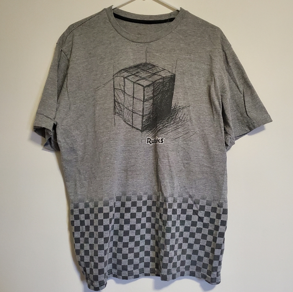 Rubik's Cube | Grey Sketch Gradient Checker T-shirt